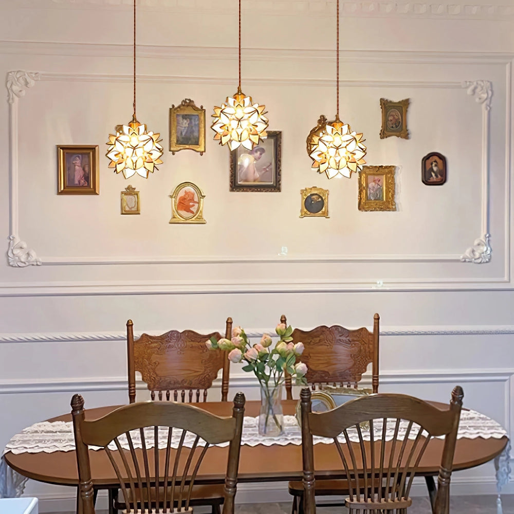 Lampada sospesa naturale AuroraCapiz con finitura artigianale