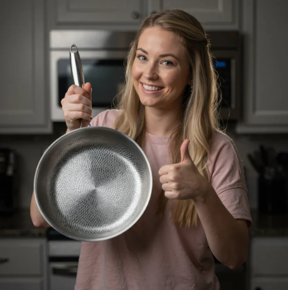 Pure Titanium Deep Frying Pan Uncoated Cookware For Everyday Use