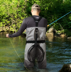 Waders de pêche à la mouche respirants pour homme avec pied en chaussette et fermeture éclair étanche