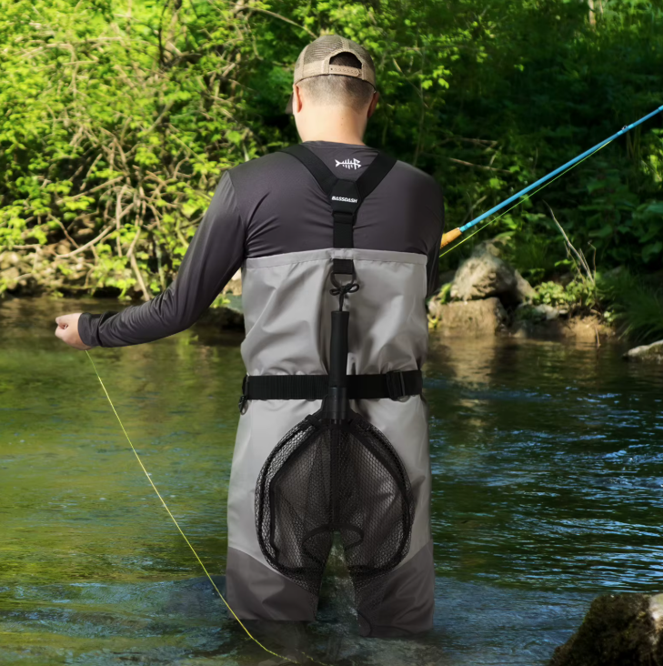 Waders de pêche à la mouche respirants pour homme avec pied en chaussette et fermeture éclair étanche