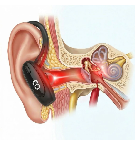Tinnitus Verlichtingsset met Roodlicht Oorapparaat, Slaapband en Geluidstherapie-app