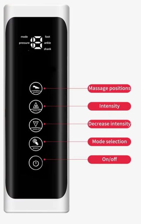 Masajeador de piernas con compresión de aire y control remoto inteligente