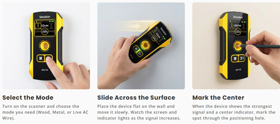 Advanced Wall Scanner for Stud, Metal & Live Wire Detection