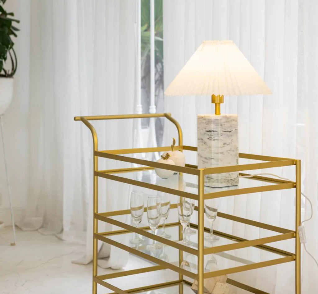 Lampe de table en marbre de luxe pour éclairage domestique moderne et minimaliste