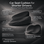 3.5 Inch Lift Memory Foam Car Cushion For Shorter Drivers