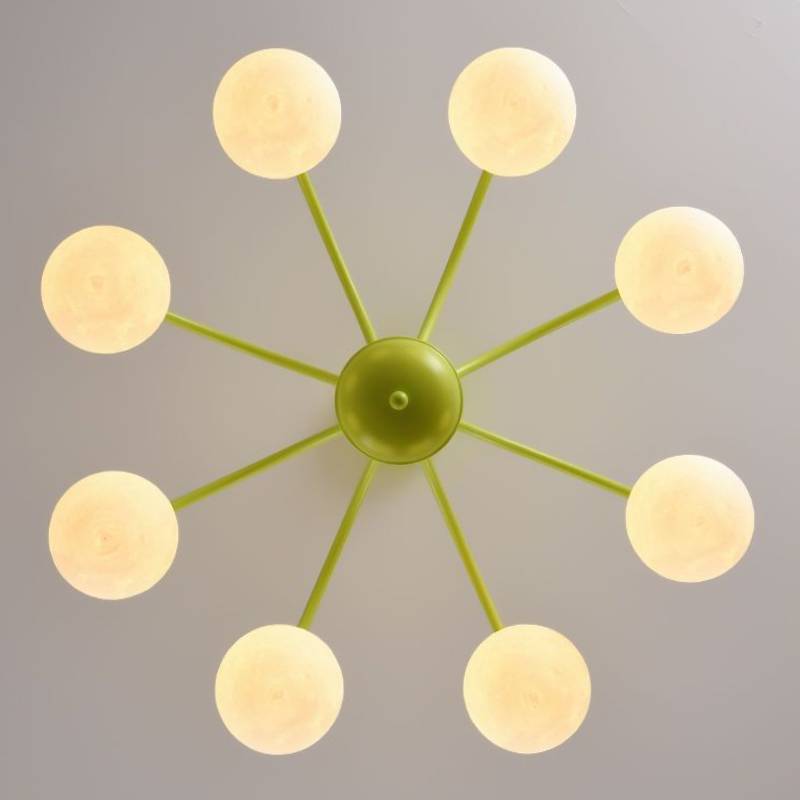 Nebeský lustr ve tvaru měsíční koule pro dětský pokoj, stropní světlo se 6 nebo 8 hlavami