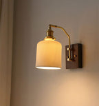 Aveline | Vintage Ceramic LED Wall Light With Black Walnut Wood Fixture | Petprovac