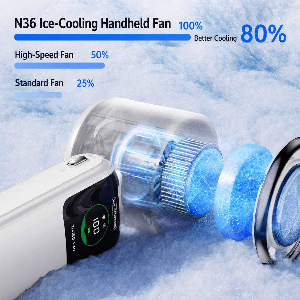 Cool On The Go – Faltbarer Hand- und Halsventilator mit TEC Ice-Cool Platte