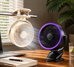 Ventilateur de bureau portable silencieux ChargeBreeze Clip USB rechargeable, 5 vitesses