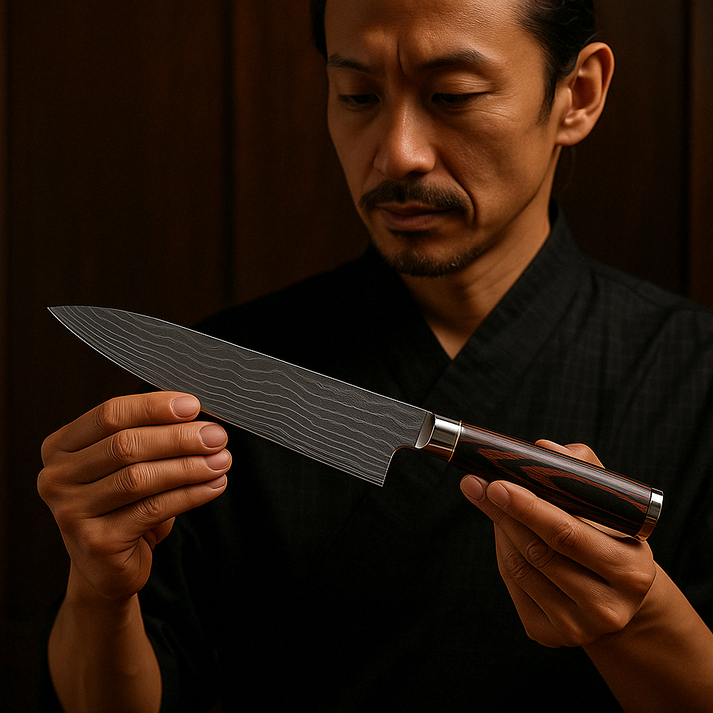 Nira 7-teiliges Messerset aus hochkohlenstoffreichem Stahl, Griffe aus Rosenholz