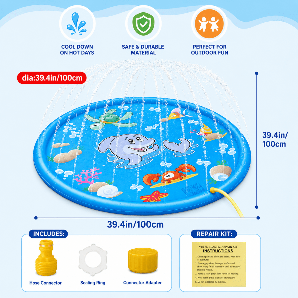 Inflatable PVC Water Splash Mat for Summer Outdoor Fun