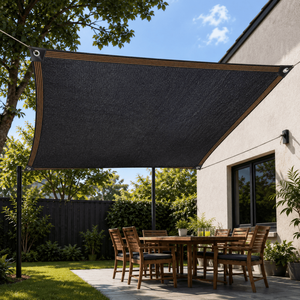 Sun protection net for plants and outdoor areas