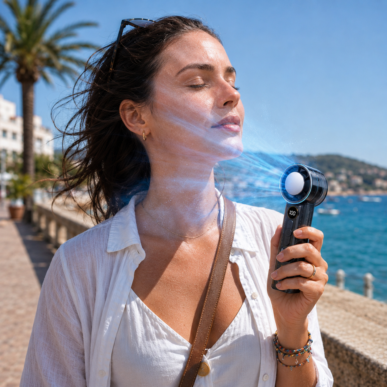BreezeGo 3000mAh USB-C Handheld, Portable Fan for Personal Cooling on Travel and Outdoors
