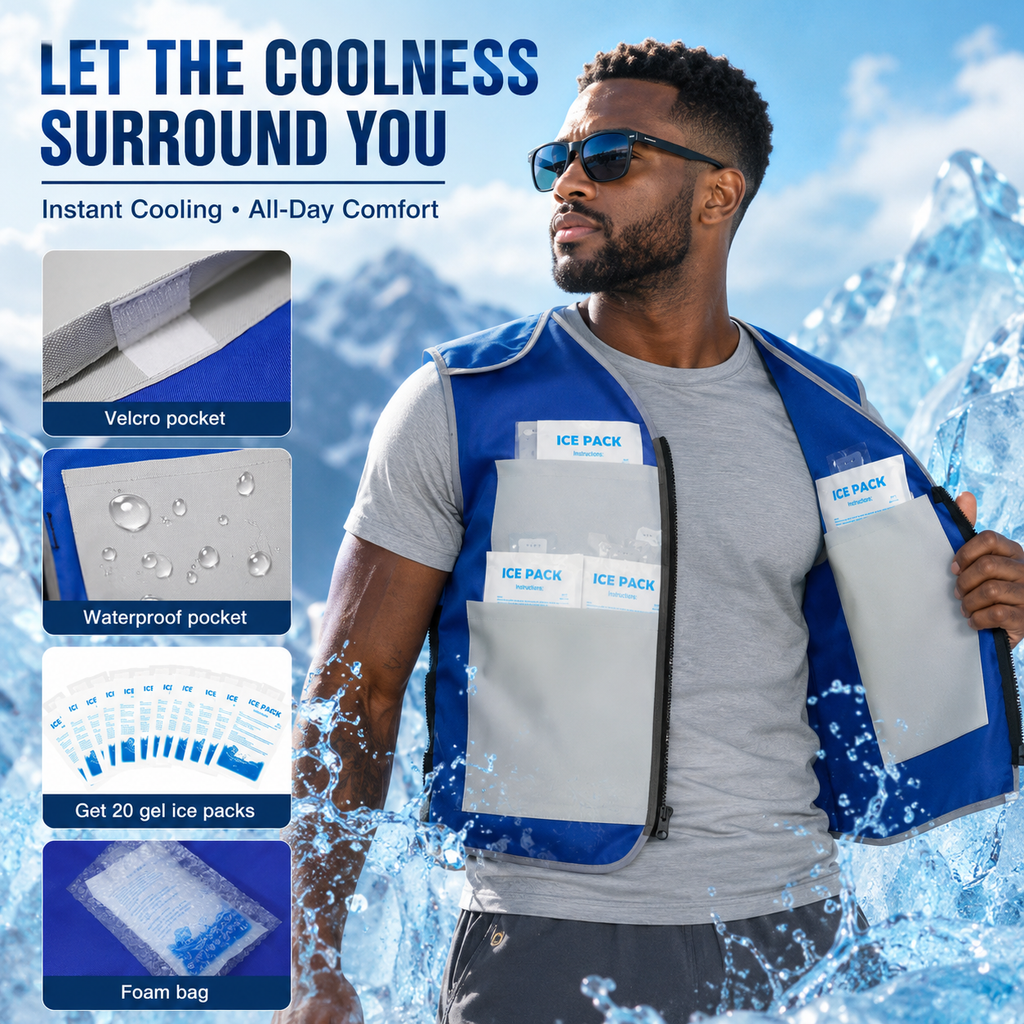 Gilet de Refroidissement ArcticCore avec Packs de Glace Ajustable pour Travail en Plein Air et Sports