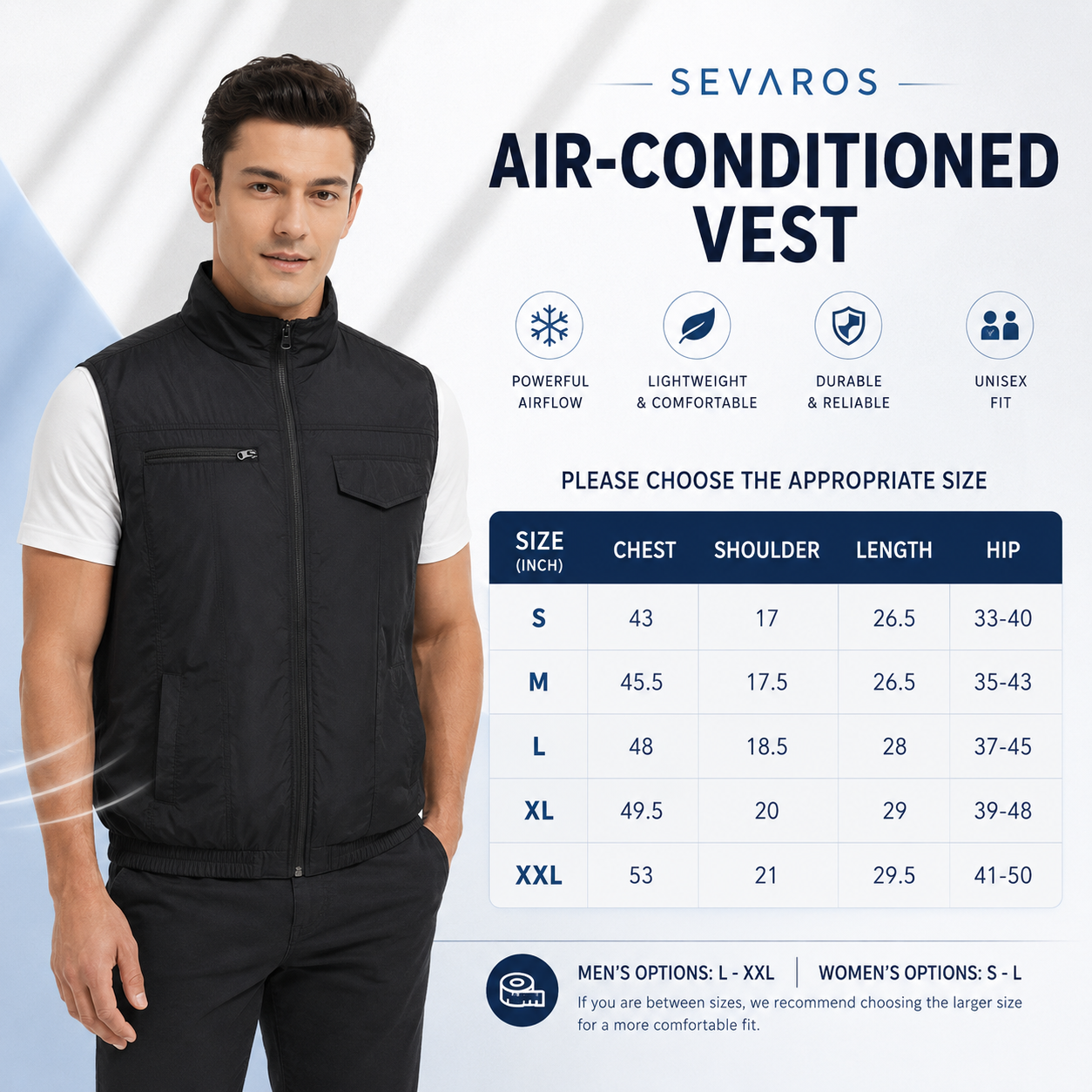 AeroVest Kjølevest med doble vifter for utendørs arbeid og bærbar varmeavlastning