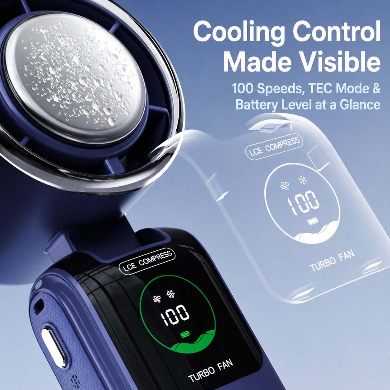 Cool On The Go – Faltbarer Hand- und Halsventilator mit TEC Ice-Cool Platte
