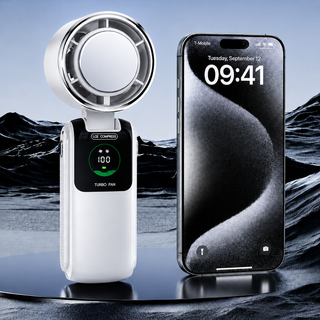Cool On The Go – Faltbarer Hand- und Halsventilator mit TEC Ice-Cool Platte