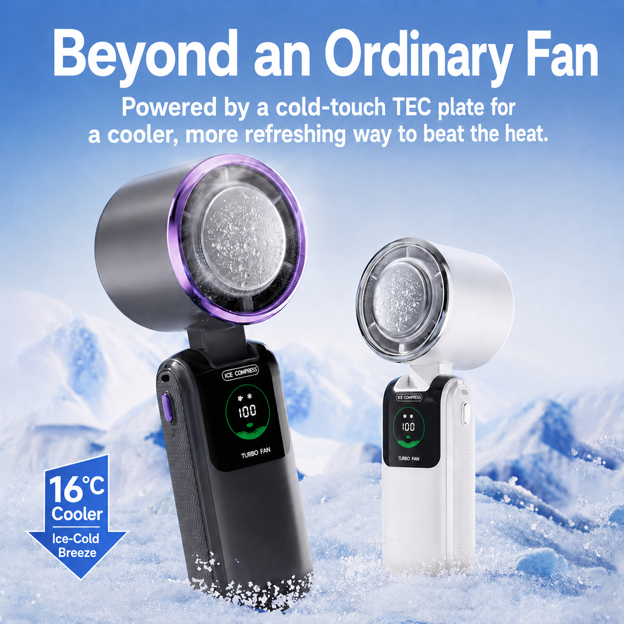 Cool On The Go – Faltbarer Hand- und Halsventilator mit TEC Ice-Cool Platte