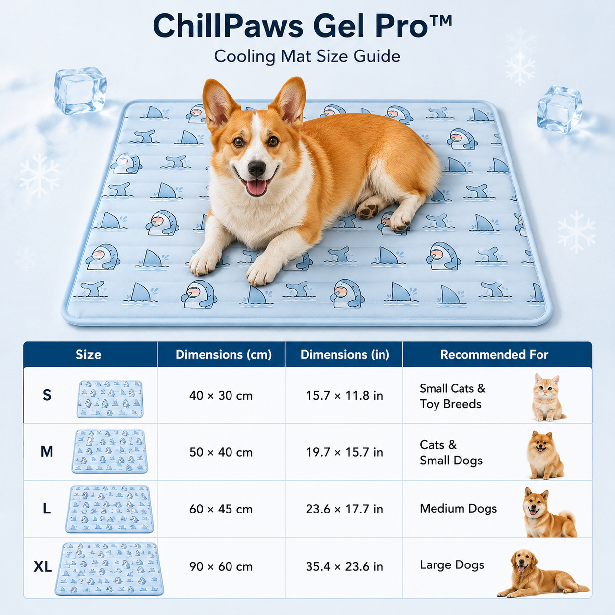 ChillPaws chladicí podložka pro domácí mazlíčky s gelem, samochladicí podložka pro psy a kočky