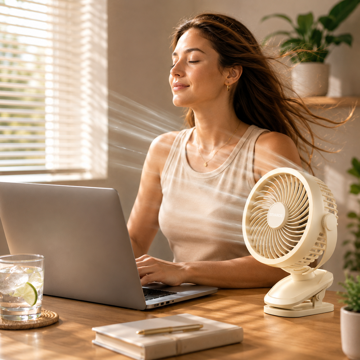 Ventilateur de bureau portable silencieux ChargeBreeze Clip USB rechargeable, 5 vitesses