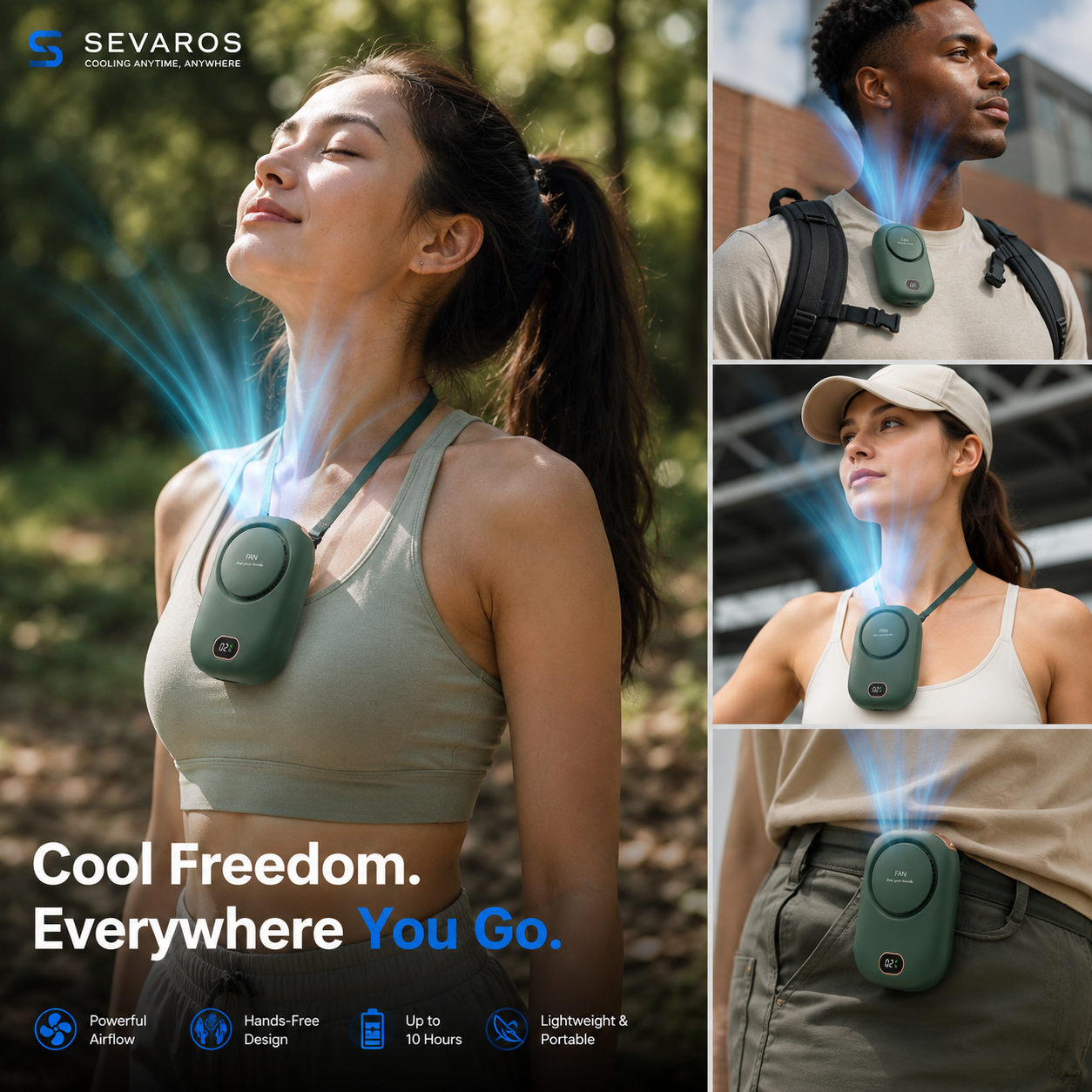 NeckDrift Bladeless Neck Fan Rechargeable 1800mAh USB Portable Cooling For Sports