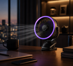 Ventilateur de bureau portable silencieux ChargeBreeze Clip USB rechargeable, 5 vitesses