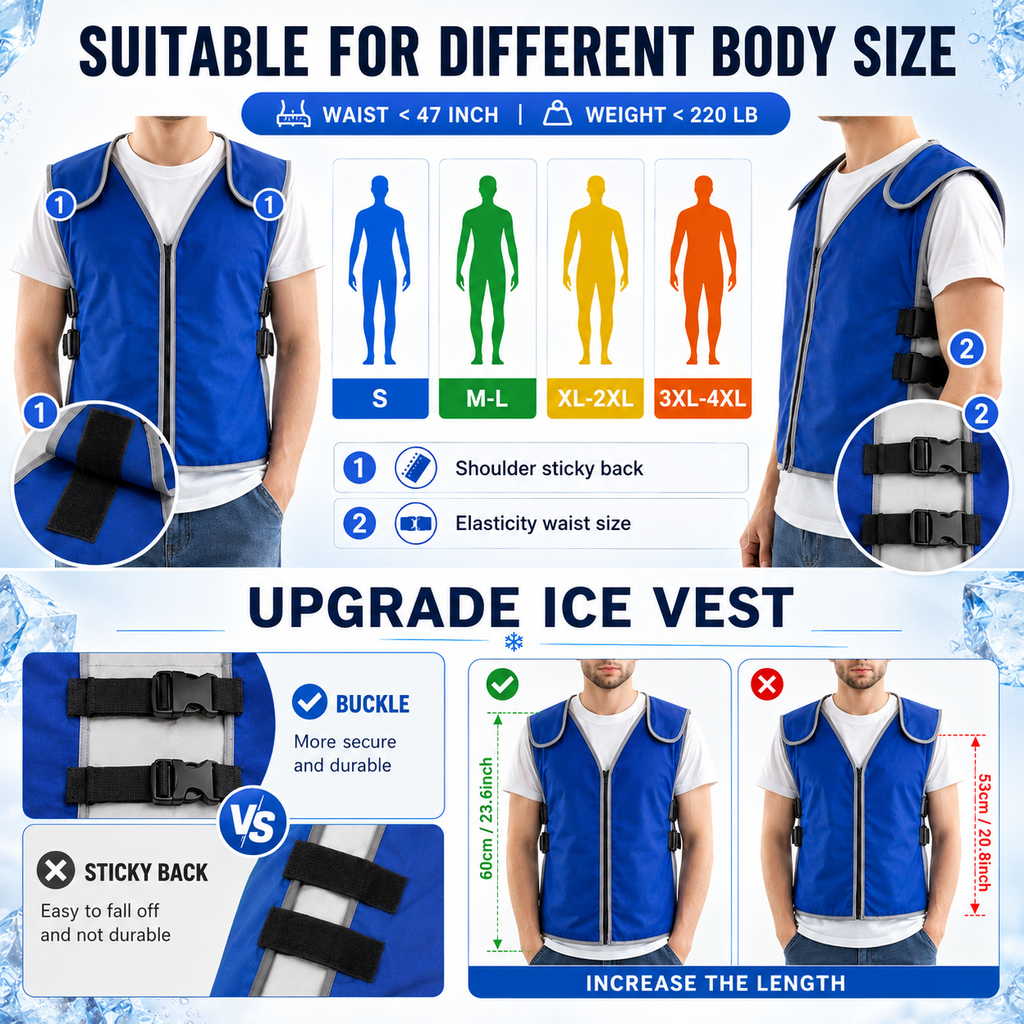 Gilet de Refroidissement ArcticCore avec Packs de Glace Ajustable pour Travail en Plein Air et Sports