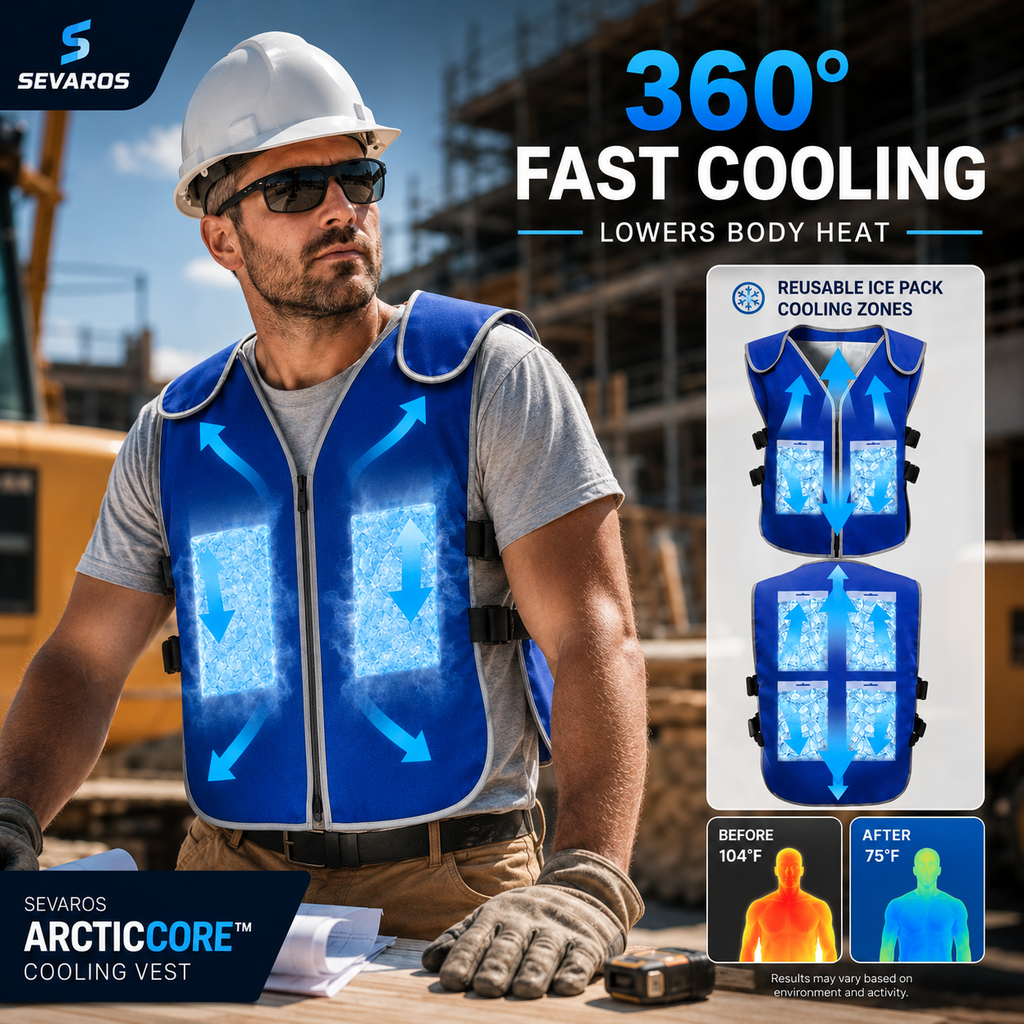 Gilet de Refroidissement ArcticCore avec Packs de Glace Ajustable pour Travail en Plein Air et Sports