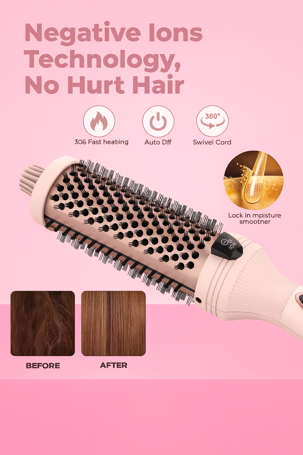 IonGlow 3-in-1 Thermal Brush | Negative Ion Blowouts, Waves & Frizz-Free Shine