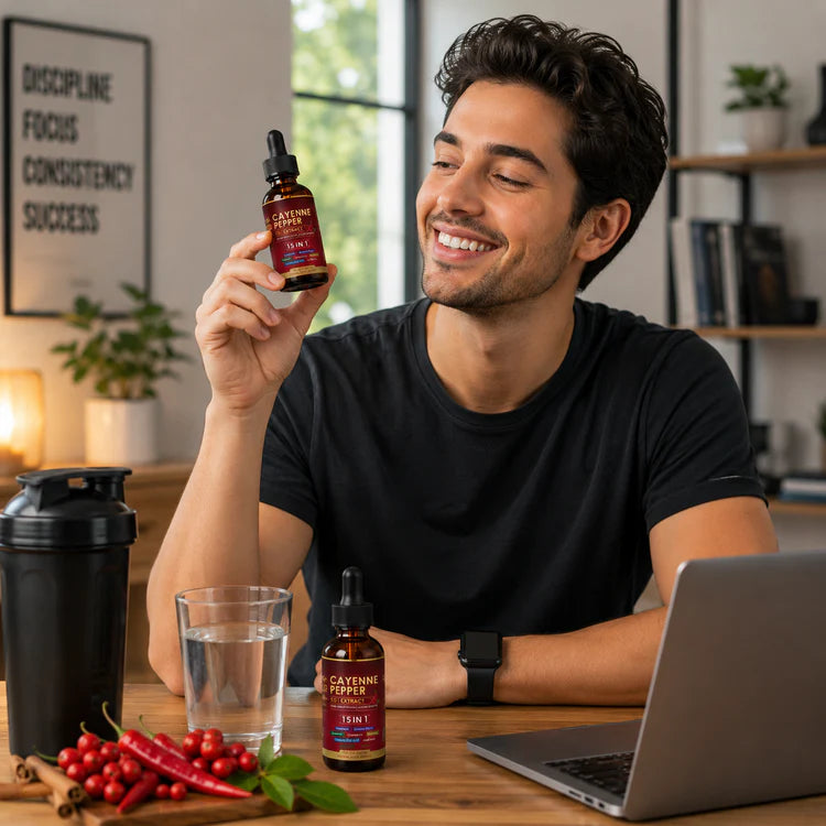 Gouttes liquides de piment de Cayenne pour une circulation saine et le bien-être quotidien