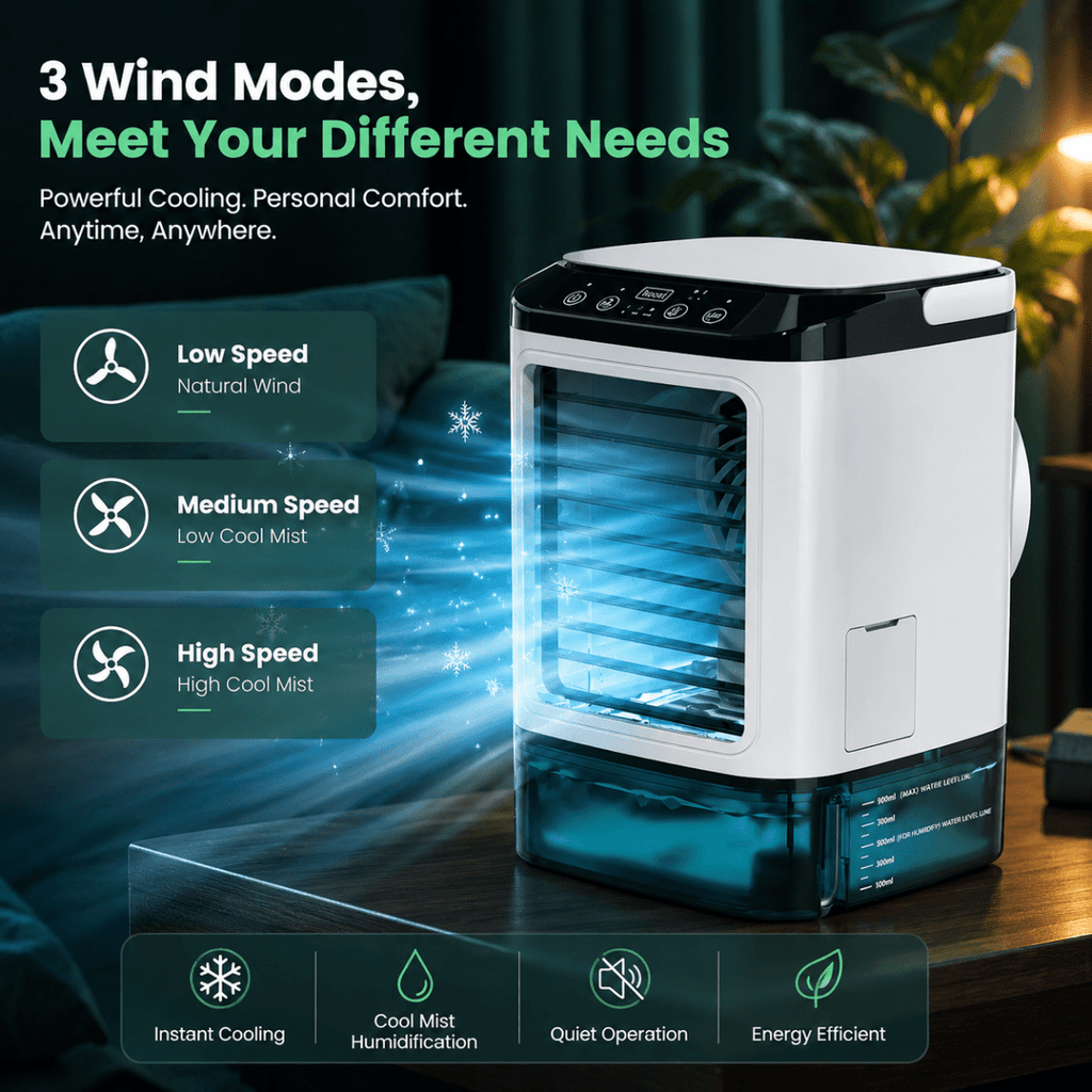 Portable Cooling Fan with Refreshing Spray Function