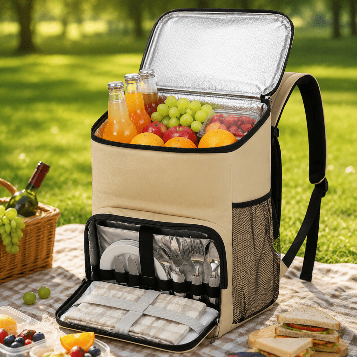 Insulated Cooler Backpack for Fresh Food and Drinks