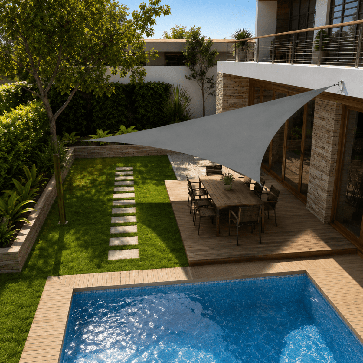 UV-protective sunshade sail for terrace, yard & garden