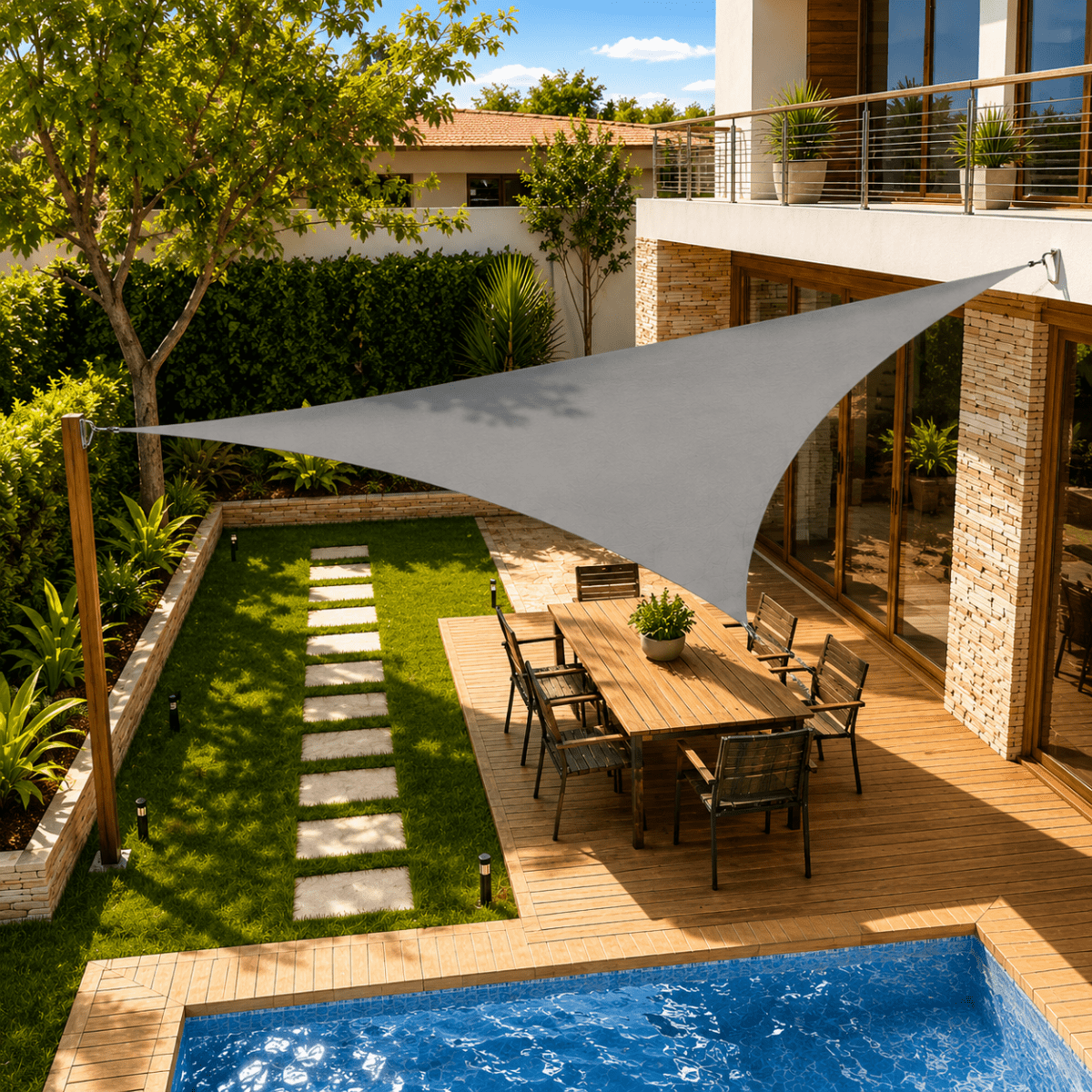UV-protective sunshade sail for terrace, yard & garden