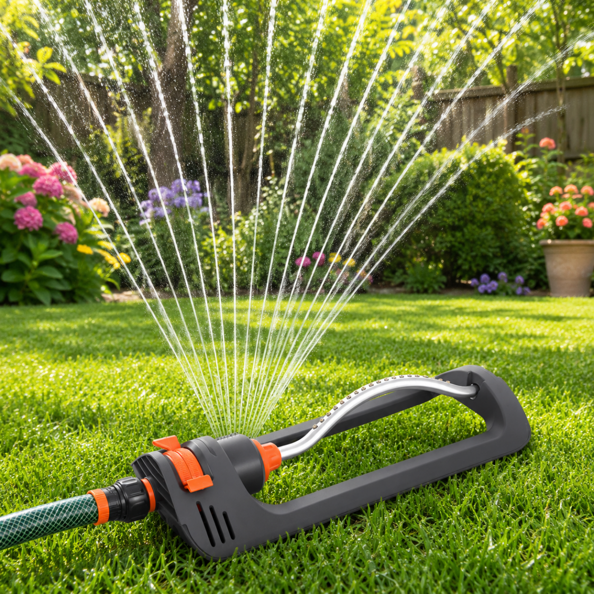 Garden sprinkler with 4 spray modes for optimal plant care