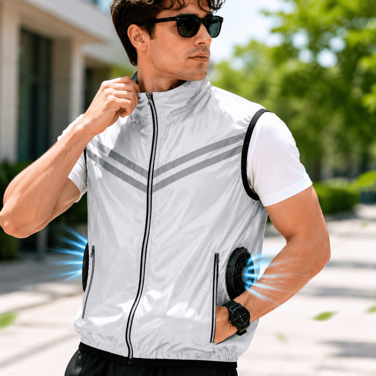 Cooling vest with fan for pleasant summer comfort