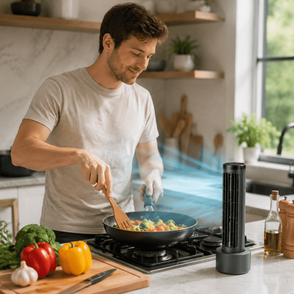 Compact kitchen fan for pleasant freshness on hot days