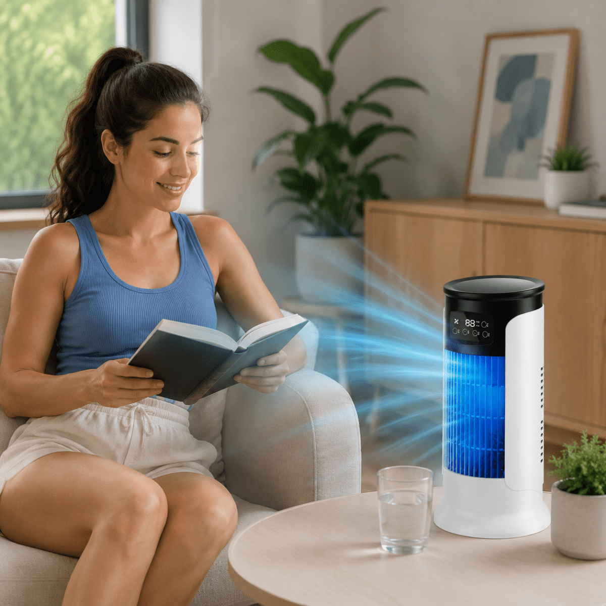 Evaporative air cooler for pleasant everyday freshness