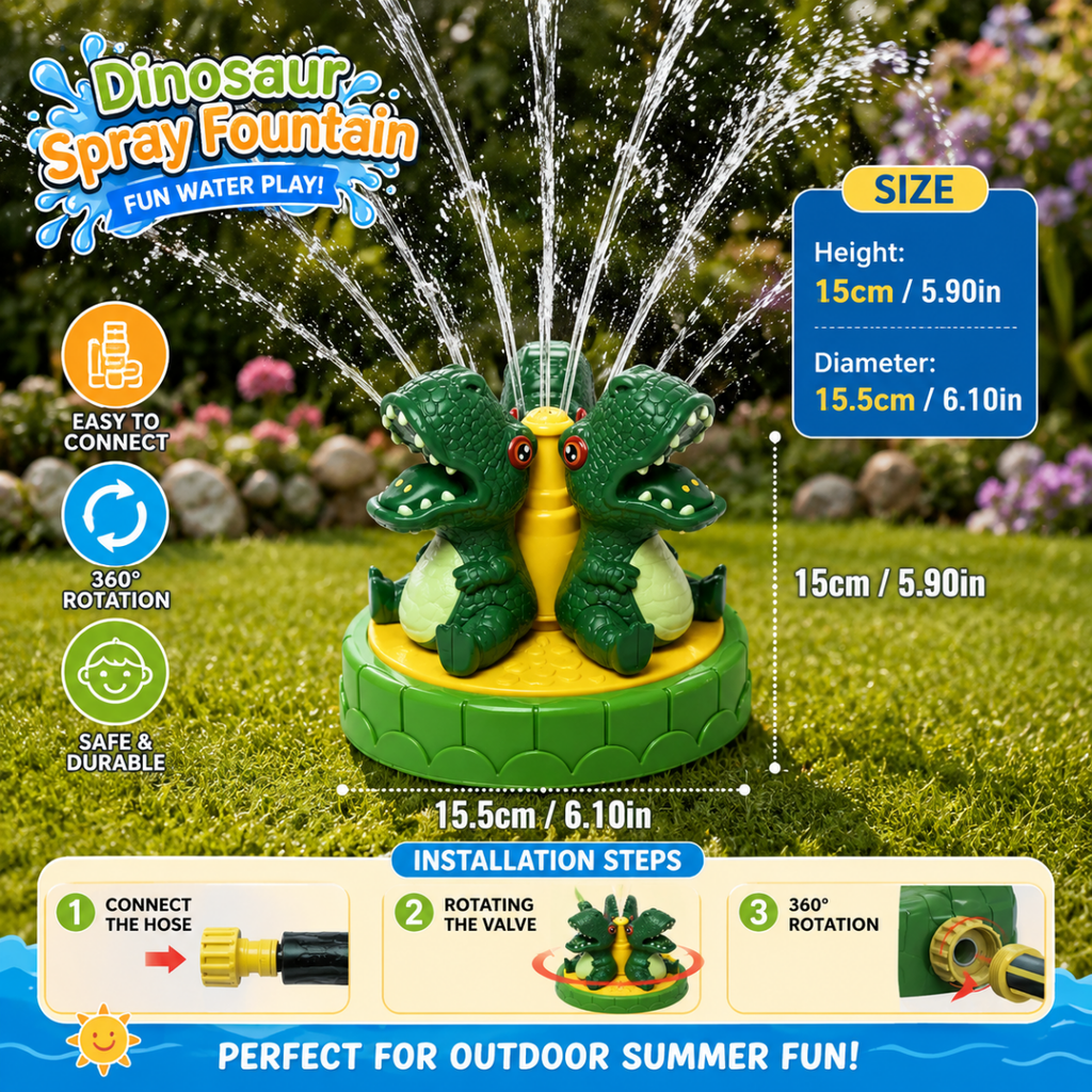 Interactive Dinosaur Water Sprinkler for Fun Summer Play