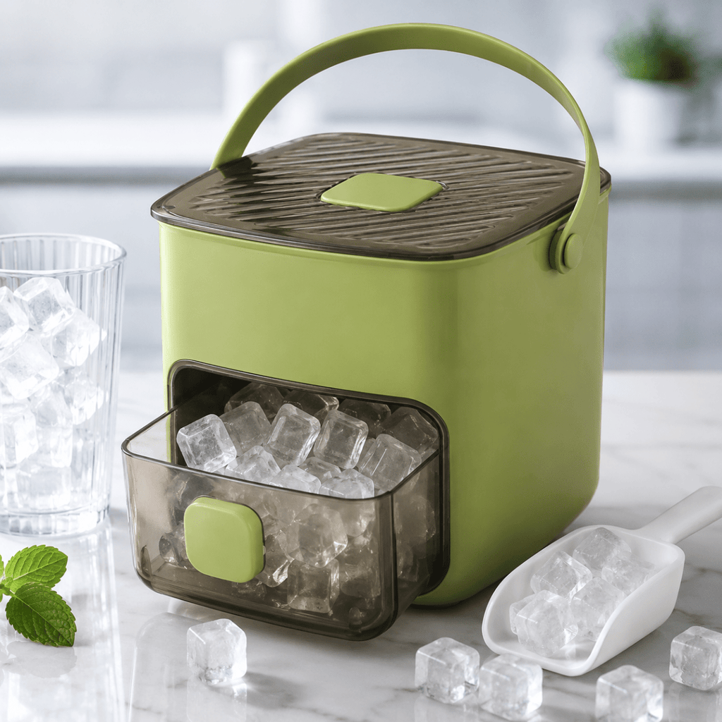 Compact ice machine for fresh ice cubes in minutes