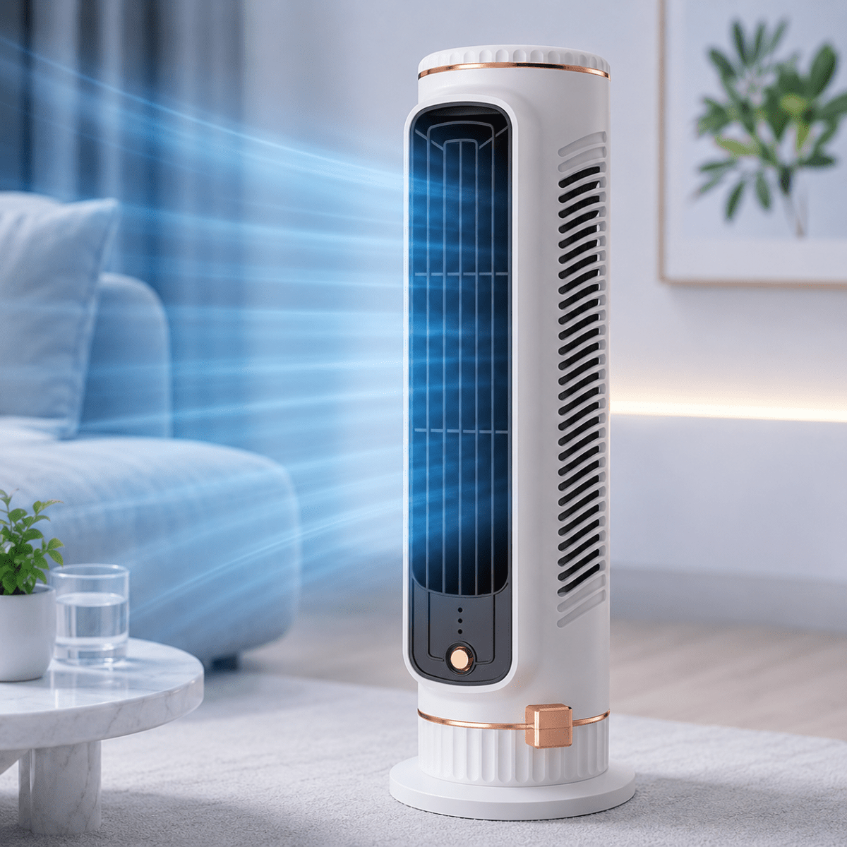 Bladeless Tower Fan for Quiet 360° Room Cooling