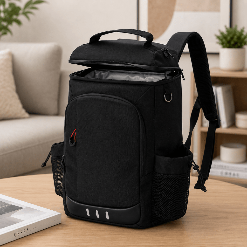 Durable cooler backpack with bottle opener for trips and camping