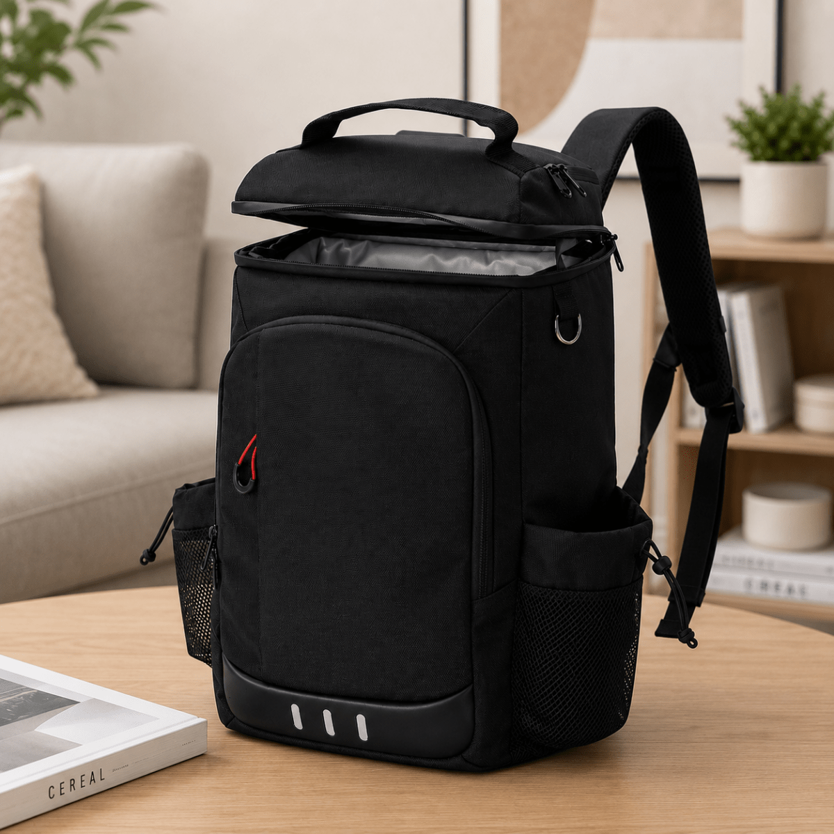 Durable cooler backpack with bottle opener for trips and camping