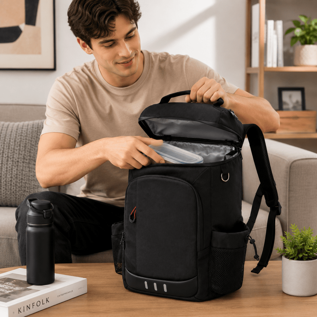 Durable cooler backpack with bottle opener for trips and camping