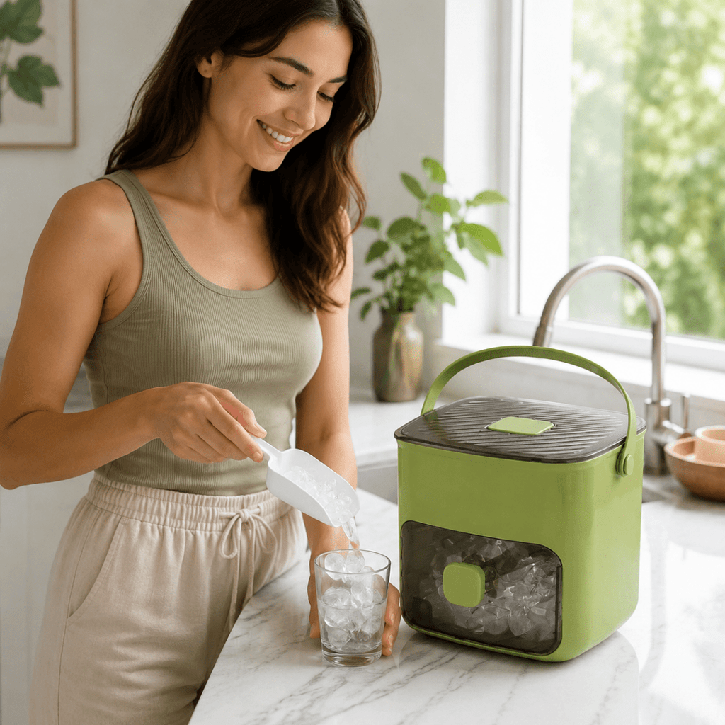 Compact ice machine for fresh ice cubes in minutes