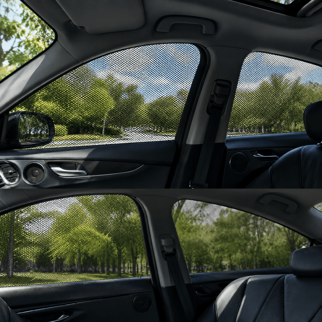 Protective net for vehicle windows with clear outside view