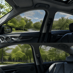 Protective net for vehicle windows with clear outside view