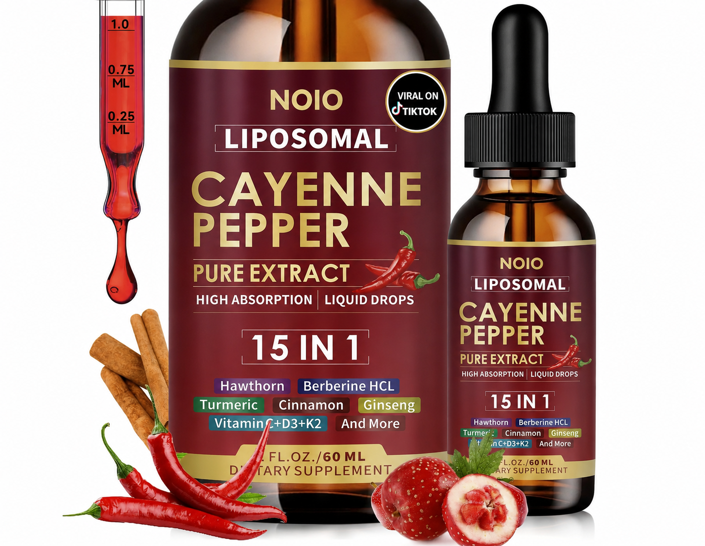 Gouttes liquides de piment de Cayenne pour une circulation saine et le bien-être quotidien