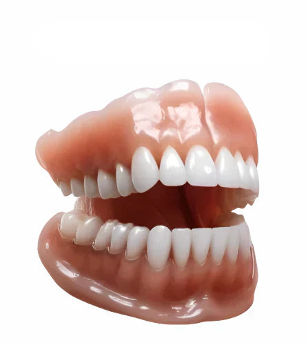 Dentaduras completas personalizadas LumaDent en marfil y blanco para mayor comodidad