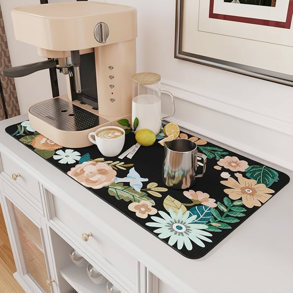 Super Absorbent Coffee Bar Mat With Stain Free Quick Drying And Easy Cleaning